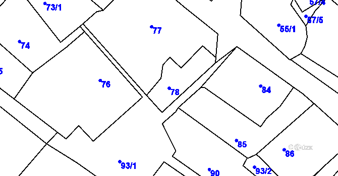 Parcela st. 78 v KÚ Lhota u Nahořan, Katastrální mapa