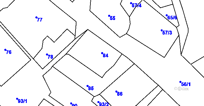 Parcela st. 84 v KÚ Lhota u Nahořan, Katastrální mapa