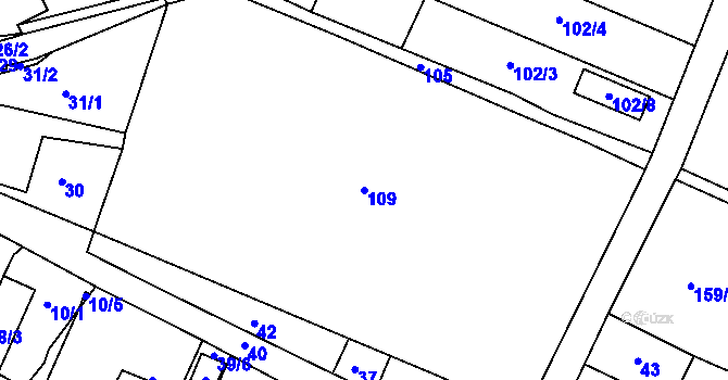 Parcela st. 109 v KÚ Lhota u Nahořan, Katastrální mapa