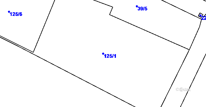 Parcela st. 125/1 v KÚ Lhota u Nahořan, Katastrální mapa