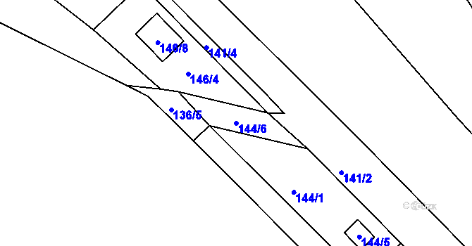 Parcela st. 144/6 v KÚ Lhota u Nahořan, Katastrální mapa