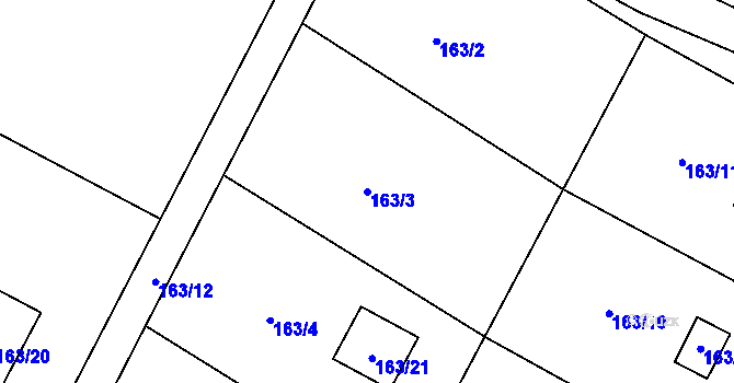 Parcela st. 163/3 v KÚ Lhota u Nahořan, Katastrální mapa