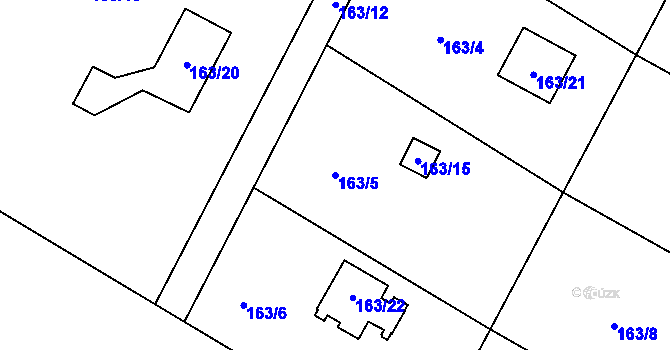 Parcela st. 163/5 v KÚ Lhota u Nahořan, Katastrální mapa