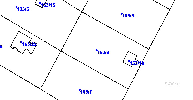 Parcela st. 163/8 v KÚ Lhota u Nahořan, Katastrální mapa