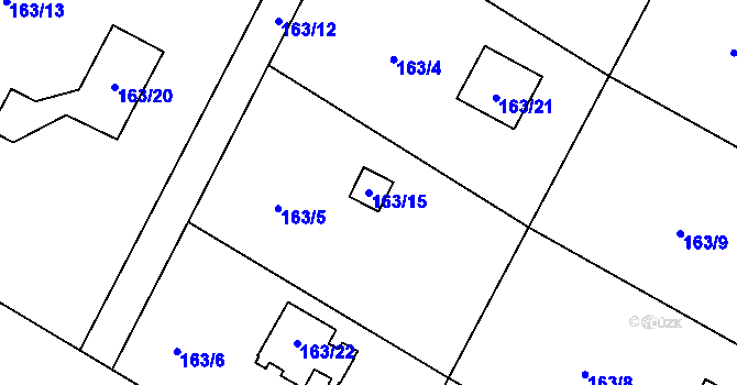 Parcela st. 163/15 v KÚ Lhota u Nahořan, Katastrální mapa