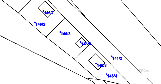 Parcela st. 146/5 v KÚ Lhota u Nahořan, Katastrální mapa