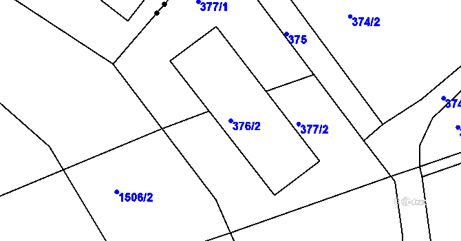 Parcela st. 376/2 v KÚ Lhota u Nahořan, Katastrální mapa
