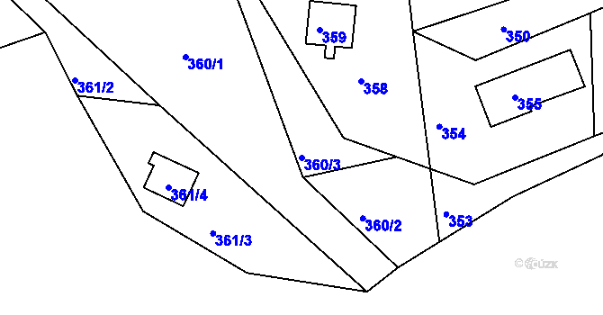 Parcela st. 360/3 v KÚ Lhota u Nahořan, Katastrální mapa