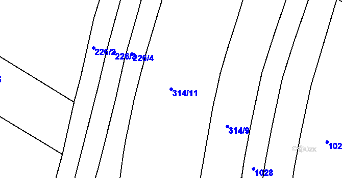 Parcela st. 314/11 v KÚ Lhota u Nahořan, Katastrální mapa