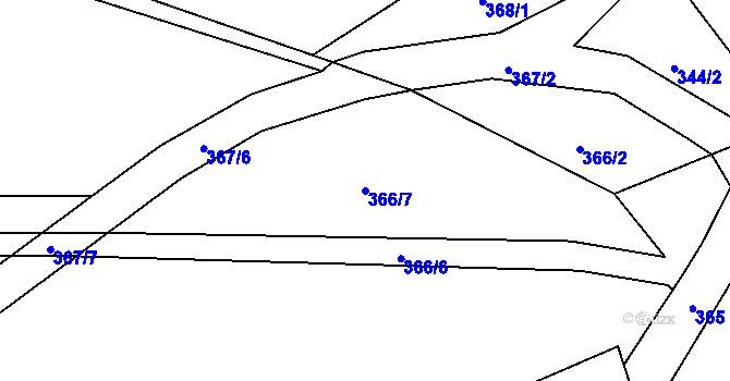 Parcela st. 366/7 v KÚ Lhota u Nahořan, Katastrální mapa