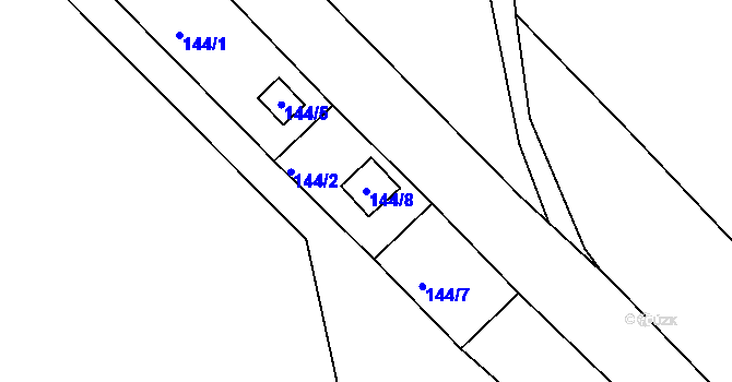 Parcela st. 144/8 v KÚ Lhota u Nahořan, Katastrální mapa