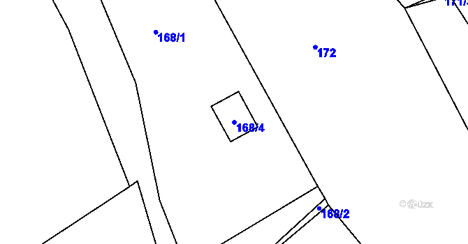 Parcela st. 168/4 v KÚ Lhota u Nahořan, Katastrální mapa