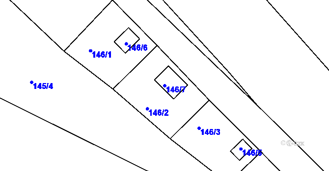 Parcela st. 146/7 v KÚ Lhota u Nahořan, Katastrální mapa