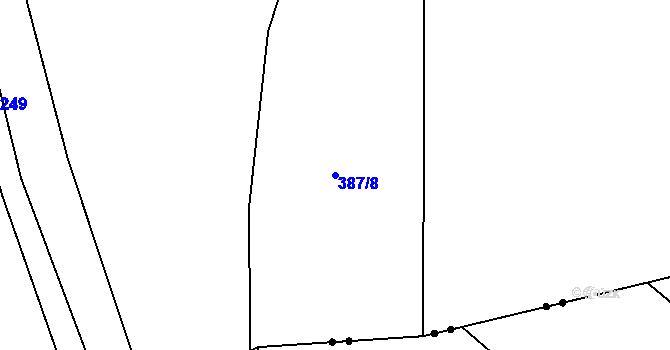 Parcela st. 387/8 v KÚ Lhota u Nahořan, Katastrální mapa