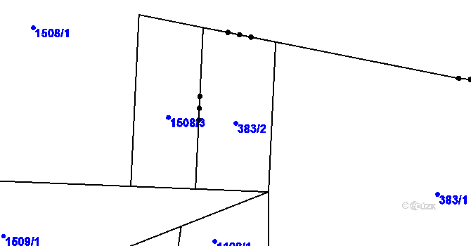 Parcela st. 383/2 v KÚ Lhota u Nahořan, Katastrální mapa