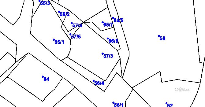 Parcela st. 57/3 v KÚ Lhota u Nahořan, Katastrální mapa