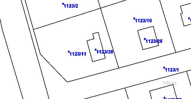 Parcela st. 1123/28 v KÚ Nahořany nad Metují, Katastrální mapa