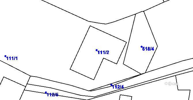 Parcela st. 111/2 v KÚ Nahořany nad Metují, Katastrální mapa