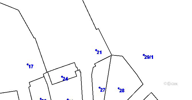 Parcela st. 21 v KÚ Nahořany nad Metují, Katastrální mapa
