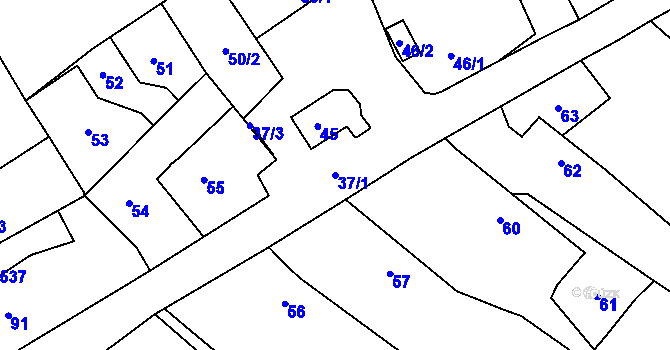 Parcela st. 37/1 v KÚ Nahořany nad Metují, Katastrální mapa