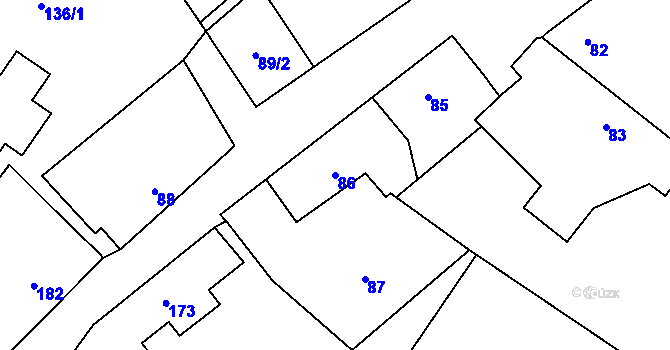 Parcela st. 86 v KÚ Nahořany nad Metují, Katastrální mapa