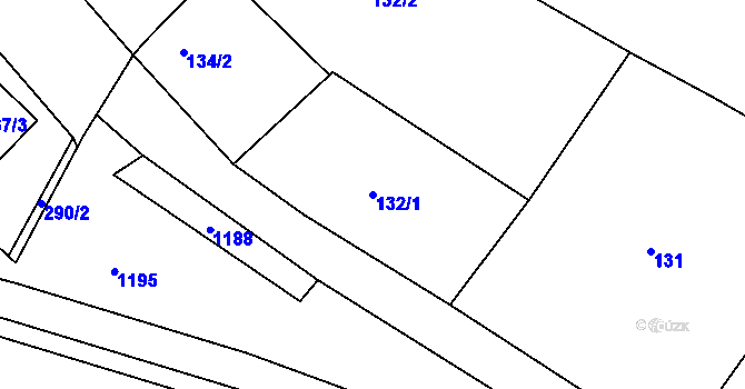 Parcela st. 132/1 v KÚ Nahořany nad Metují, Katastrální mapa