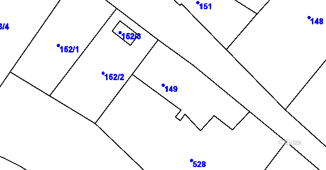 Parcela st. 149 v KÚ Nahořany nad Metují, Katastrální mapa