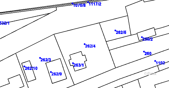 Parcela st. 262/4 v KÚ Nahořany nad Metují, Katastrální mapa