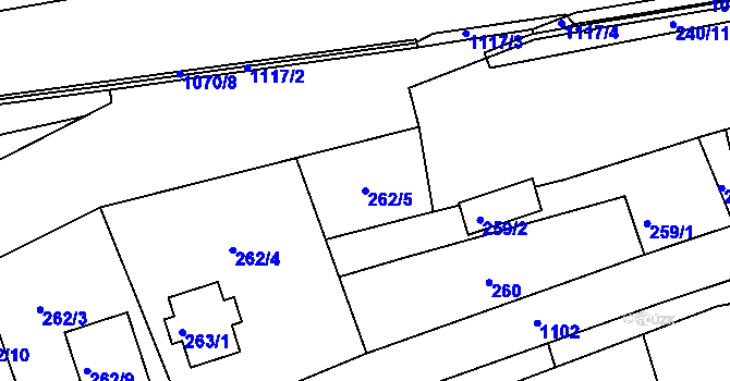 Parcela st. 262/5 v KÚ Nahořany nad Metují, Katastrální mapa