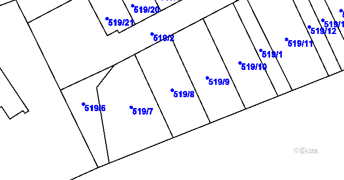 Parcela st. 519/8 v KÚ Nahořany nad Metují, Katastrální mapa