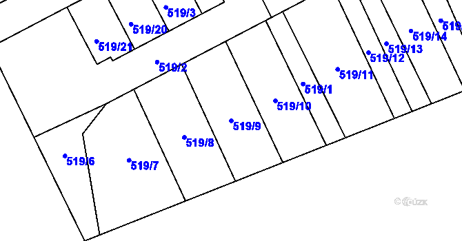 Parcela st. 519/9 v KÚ Nahořany nad Metují, Katastrální mapa