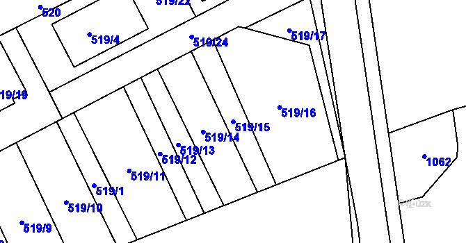 Parcela st. 519/15 v KÚ Nahořany nad Metují, Katastrální mapa