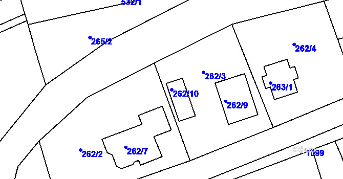 Parcela st. 262/10 v KÚ Nahořany nad Metují, Katastrální mapa