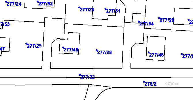 Parcela st. 277/28 v KÚ Nahořany nad Metují, Katastrální mapa