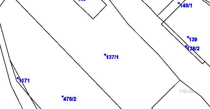Parcela st. 137/1 v KÚ Nahořany nad Metují, Katastrální mapa