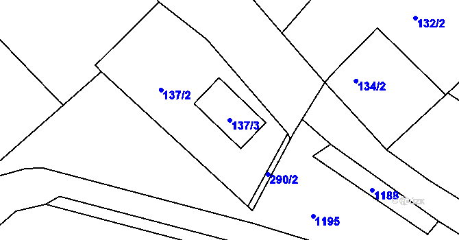 Parcela st. 137/3 v KÚ Nahořany nad Metují, Katastrální mapa