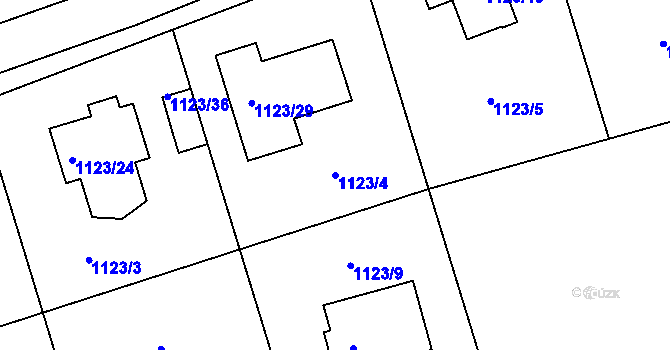Parcela st. 1123/4 v KÚ Nahořany nad Metují, Katastrální mapa