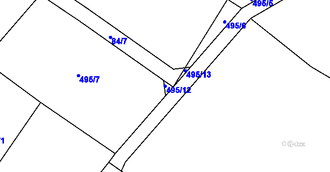 Parcela st. 495/12 v KÚ Nahořany nad Metují, Katastrální mapa