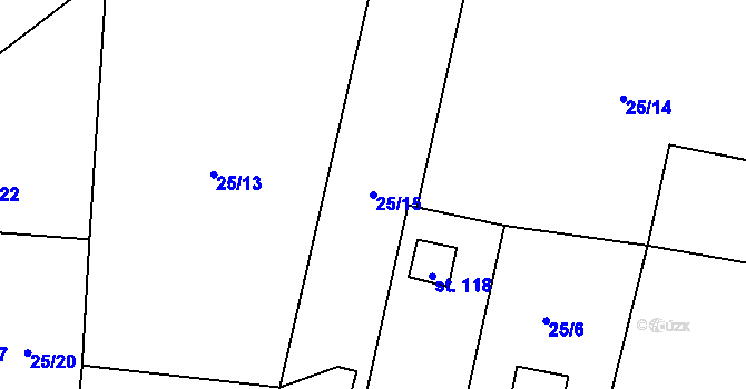 Parcela st. 25/15 v KÚ Nahý Újezdec, Katastrální mapa