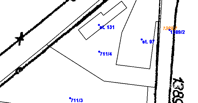 Parcela st. 711/4 v KÚ Nahý Újezdec, Katastrální mapa