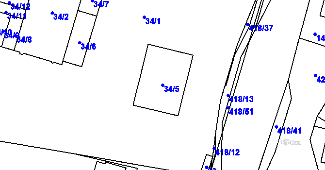 Parcela st. 34/5 v KÚ Náchod u Tábora, Katastrální mapa
