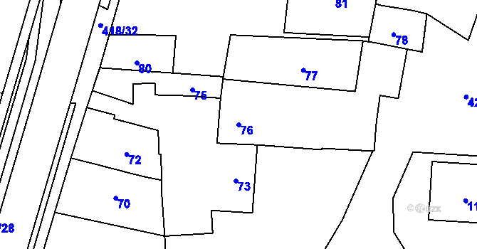 Parcela st. 76 v KÚ Náchod u Tábora, Katastrální mapa