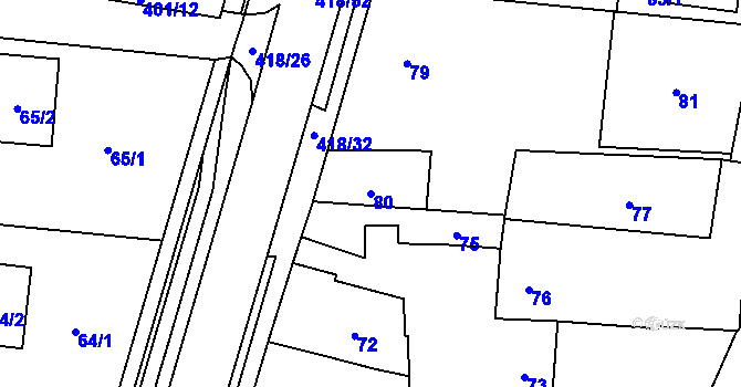 Parcela st. 80 v KÚ Náchod u Tábora, Katastrální mapa