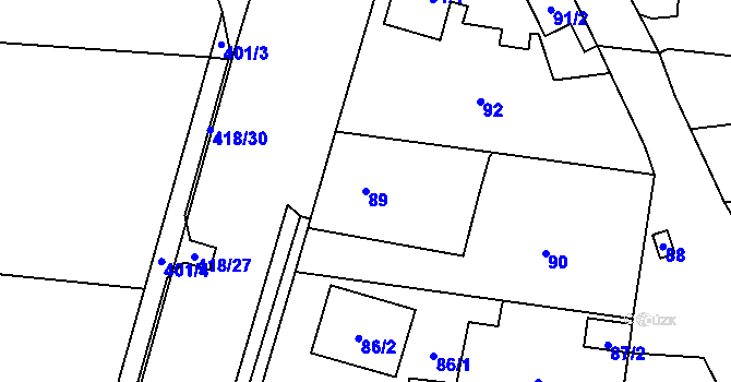 Parcela st. 89 v KÚ Náchod u Tábora, Katastrální mapa