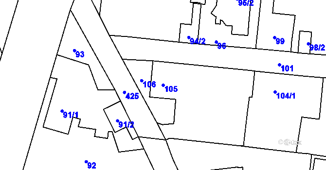 Parcela st. 105 v KÚ Náchod u Tábora, Katastrální mapa