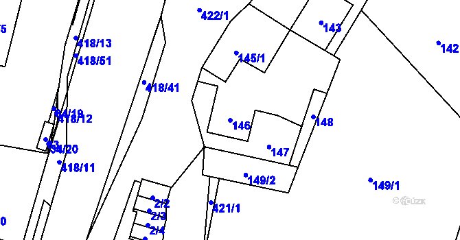 Parcela st. 146 v KÚ Náchod u Tábora, Katastrální mapa
