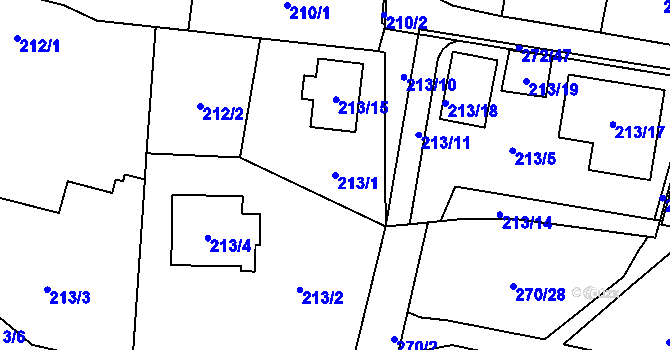 Parcela st. 213/1 v KÚ Náchod u Tábora, Katastrální mapa