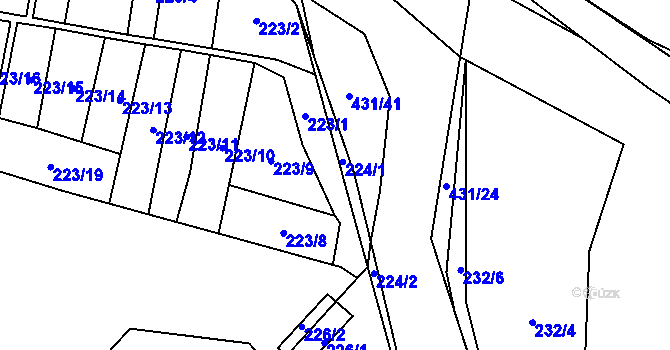 Parcela st. 224 v KÚ Náchod u Tábora, Katastrální mapa