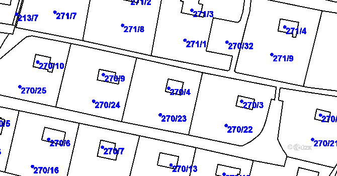 Parcela st. 270/4 v KÚ Náchod u Tábora, Katastrální mapa