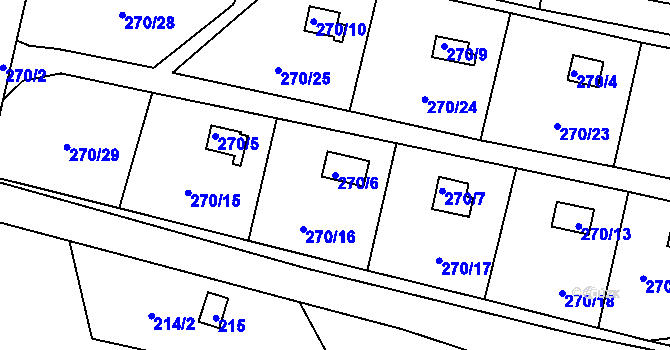 Parcela st. 270/6 v KÚ Náchod u Tábora, Katastrální mapa